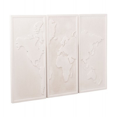 ΠΙΝΑΚΑΣ 3-ΠΤΥΧΟΣ WORLD MAP SANTORINI HM4504 MDF ΣΕ ΥΠΟΛΕΥΚΟ ΧΡΩΜΑ 180x4(πάχος)x120Υεκ. Διακόσμηση - Φως - Χαλιά