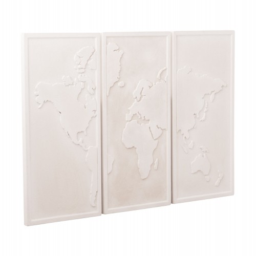 ΠΙΝΑΚΑΣ 3-ΠΤΥΧΟΣ WORLD MAP SANTORINI HM4504 MDF ΣΕ ΥΠΟΛΕΥΚΟ ΧΡΩΜΑ 180x4(πάχος)x120Υεκ. Διακόσμηση - Φως - Χαλιά