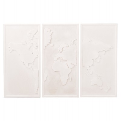 ΠΙΝΑΚΑΣ 3-ΠΤΥΧΟΣ WORLD MAP SANTORINI HM4504 MDF ΣΕ ΥΠΟΛΕΥΚΟ ΧΡΩΜΑ 180x4(πάχος)x120Υεκ.