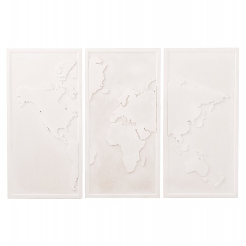 ΠΙΝΑΚΑΣ 3-ΠΤΥΧΟΣ WORLD MAP SANTORINI HM4504 MDF ΣΕ ΥΠΟΛΕΥΚΟ ΧΡΩΜΑ 180x4(πάχος)x120Υεκ. Διακόσμηση - Φως - Χαλιά
