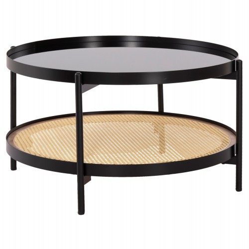 ΤΡΑΠΕΖΙ ΣΑΛΟΝΙΟΥ SEITZ HM18030 ΓΥΑΛΙ TOP-ΜΕΤΑΛΛΟ-RATTAN ΣΕ ΦΥΣΙΚΟ Φ80x45Υεκ. Σαλόνι