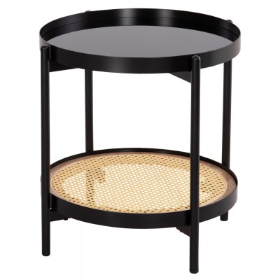 ΒΟΗΘΗΤΙΚΟ ΤΡΑΠΕΖΙ SEITZ HM18031 ΓΥΑΛΙ TOP-ΜΕΤΑΛΛΟ-RATTAN ΣΕ ΦΥΣΙΚΟ Φ50x56Υεκ.