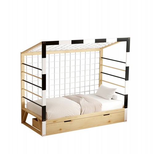ΚΡΕΒΑΤΙ ΠΑΙΔΙΚΟ ΜΕ ΣΥΡΤΑΡΙ GOALIE HM700 ΞΥΛΟ ΠΕΥΚΟΥ ΦΥΣΙΚΟ-ΛΕΥΚΟ-ΜΑΥΡΟ- 190x90εκ Παιδικό δωμάτιο