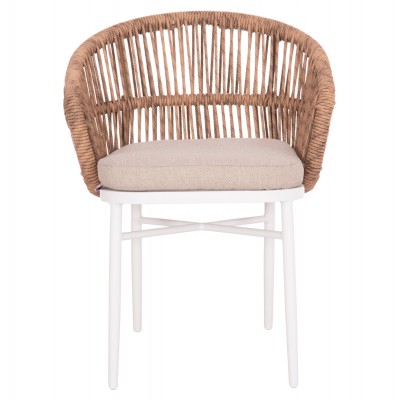 ΠΟΛΥΘΡΟΝΑ ΑΛΟΥΜΙΝΙΟΥ ORIN HM6265.02 ΛΕΥΚΗ-P.E.RATTAN ΦΥΣΙΚΟ-ΜΠΕΖ ΜΑΞΙΛΑΡΙΑ 58x61x75Υ Εξωτερικού Χώρου