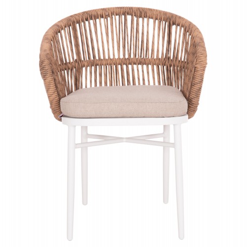 ΠΟΛΥΘΡΟΝΑ ΑΛΟΥΜΙΝΙΟΥ ORIN HM6265.02 ΛΕΥΚΗ-P.E.RATTAN ΦΥΣΙΚΟ-ΜΠΕΖ ΜΑΞΙΛΑΡΙΑ 58x61x75Υ Εξωτερικού Χώρου