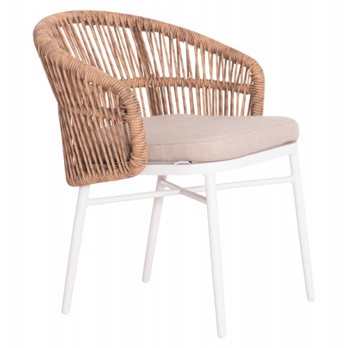 ΠΟΛΥΘΡΟΝΑ ΑΛΟΥΜΙΝΙΟΥ ORIN HM6265.02 ΛΕΥΚΗ-P.E.RATTAN ΦΥΣΙΚΟ-ΜΠΕΖ ΜΑΞΙΛΑΡΙΑ 58x61x75Υ Εξωτερικού Χώρου