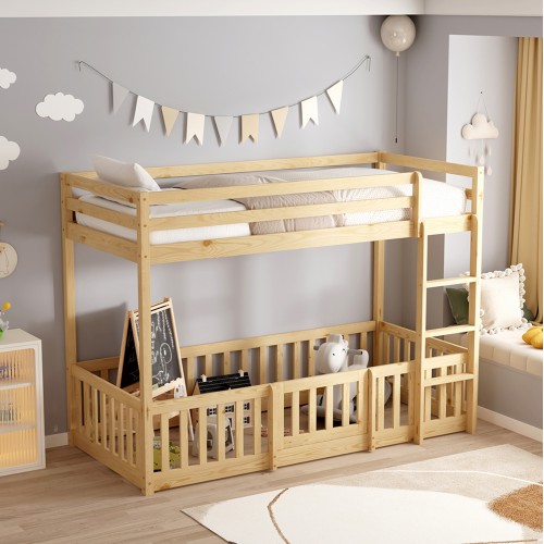 ΠΑΙΔΙΚΗ ΚΟΥΚΕΤΑ ΜΕ ΠΑΡΚΑΚΙ PLAYKID HM703.01 ΞΥΛΟ ΠΕΥΚΟΥ ΦΥΣΙΚΟ ΓΙΑ 190x90εκ Παιδικό δωμάτιο