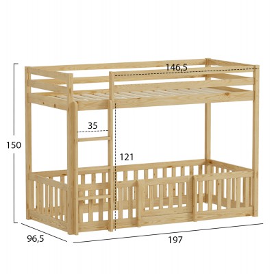 ΠΑΙΔΙΚΗ ΚΟΥΚΕΤΑ ΜΕ ΠΑΡΚΑΚΙ PLAYKID HM703.01 ΞΥΛΟ ΠΕΥΚΟΥ ΦΥΣΙΚΟ ΓΙΑ 190x90εκ Παιδικό δωμάτιο