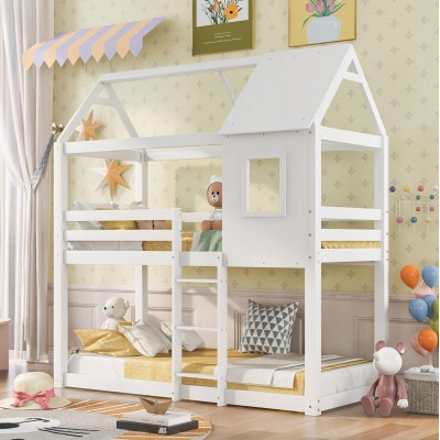 ΠΑΙΔΙΚΗ ΚΟΥΚΕΤΑ ΣΠΙΤΑΚΙ  τ.MONTESSORI HOOD HM705.03 ΞΥΛΟ ΠΕΥΚΟΥ ΣΕ ΛΕΥΚΟ ΓΙΑ ΣΤΡΩΜΑΤΑ 190x90εκ