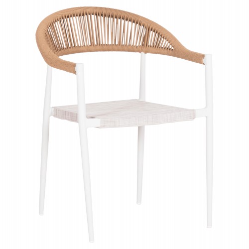 ΠΟΛΥΘΡΟΝΑ BERG HM6284.01 ΑΛΟΥΜΙΝΙΟ & TEXTILENE ΛΕΥΚΟ--P.E.TWISTED RATTAN 55x56x79Υεκ Εξωτερικού Χώρου