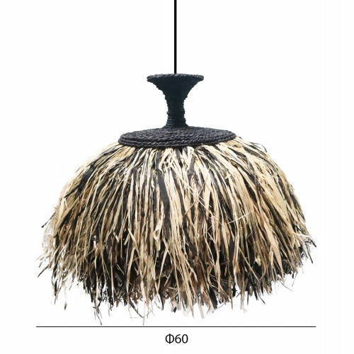 ΦΩΤΙΣΤΙΚΟ ΟΡΟΦΗΣ ORDEM HM4716 ΚΑΠΕΛΟ ΙΝΕΣ SISAL & ΜΠΑΝΑΝΑΣ-ΜΑΥΡΟ & ΦΥΣΙΚΟ Φ60εκ Διακόσμηση - Φως - Χαλιά