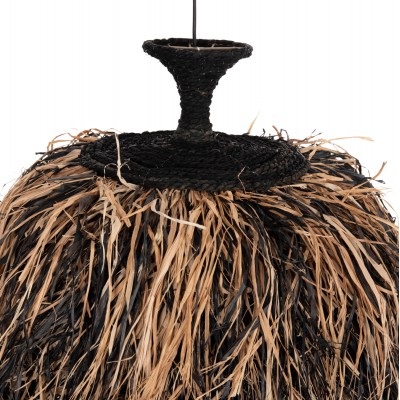 ΦΩΤΙΣΤΙΚΟ ΟΡΟΦΗΣ ORDEM HM4716 ΚΑΠΕΛΟ ΙΝΕΣ SISAL & ΜΠΑΝΑΝΑΣ-ΜΑΥΡΟ & ΦΥΣΙΚΟ Φ60εκ Διακόσμηση - Φως - Χαλιά
