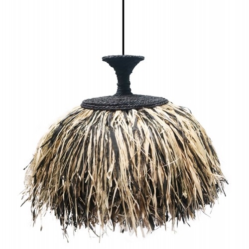 ΦΩΤΙΣΤΙΚΟ ΟΡΟΦΗΣ ORDEM HM4716 ΚΑΠΕΛΟ ΙΝΕΣ SISAL & ΜΠΑΝΑΝΑΣ-ΜΑΥΡΟ & ΦΥΣΙΚΟ Φ60εκ Διακόσμηση - Φως - Χαλιά