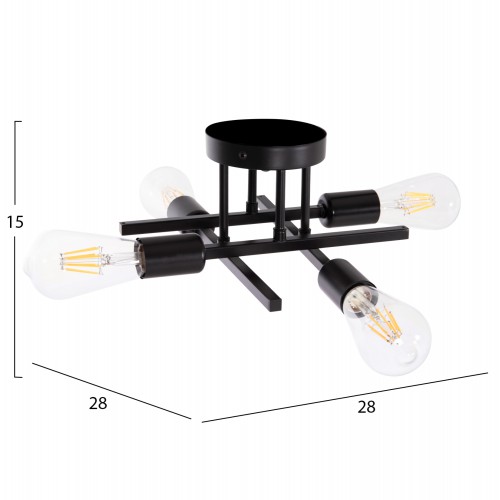 ΦΩΤΙΣΤΙΚΟ ΟΡΟΦΗΣ ΠΟΛΥΦΩΤΟ LIGHTY HM7428.11 ΜΕΤΑΛΛΟ ΣΕ ΜΑΥΡΟ 28x28x15Υεκ. Διακόσμηση - Φως - Χαλιά