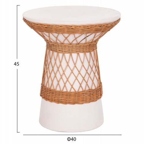 ΒΟΗΘΗΤΙΚΟ ΤΡΑΠΕΖΙ ΣΤΡΟΓΓΥΛΟ DELIA HM18167.02 FIBER CEMENT ΛΕΥΚΟ & RATTAN Φ40x45Υεκ Σαλόνι ΒΟΗΘΗΤΙΚΟ ΤΡΑΠΕΖΙ ΣΤΡΟΓΓΥΛΟ DELIA HM18167.02 FIBER CEMENT ΛΕΥΚΟ & RATTAN Φ40x45Υεκ Σαλόνι