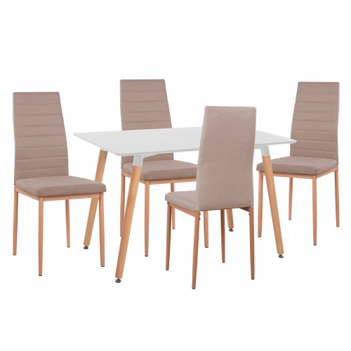 ΣΕΤ ΤΡΑΠΕΖΑΡΙΑΣ 5ΤΜΧ MINIMAL HM11767 ΛΕΥΚΟ MDF-ΜΠΕΖ ΥΦΑΣΜΑ Τραπεζαρία