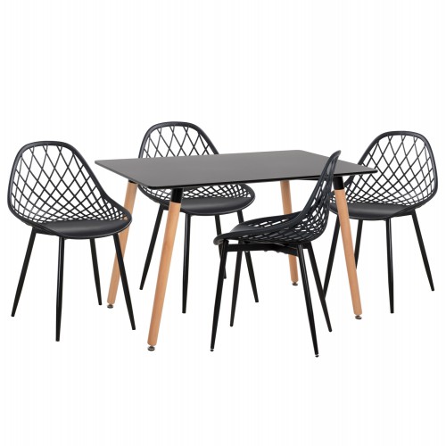 ΣΕΤ ΤΡΑΠΕΖΑΡΙΑΣ 5ΤΜΧ LIO HM21175 MDF TOP & ΠΟΛΥΠΡΟΠΥΛΕΝΙΟ ΣΕ ΜΑΥΡΟ Τραπεζαρία