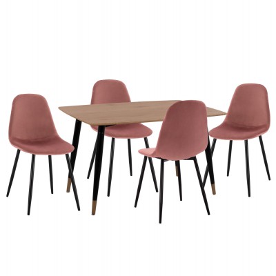 ΣΕΤ ΤΡΑΠΕΖΑΡΙΑΣ 5ΤΜΧ ALIZA HM21201 MDF TOP-ΒΕΛΟΥΔΟ ΣΑΠΙΟ ΜΗΛΟ & ΜΕΤΑΛΛΟ ΜΑΥΡΟ