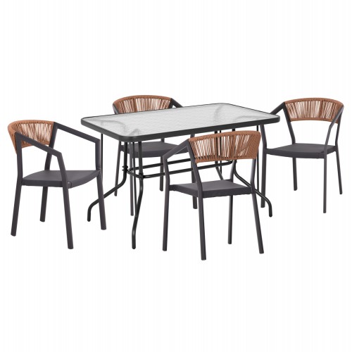 ΣΕΤ ΤΡΑΠΕΖΑΡΙΑΣ 5ΤΜΧ ADAM HM21160 ΚΑΡΕΚΛΕΣ ΑΛΟΥΜΙΝΙΟΥ & ΤΡΑΠΕΖΙ 120x70 ΓΚΡΙ Εξωτερικού Χώρου