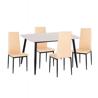 ΣΕΤ ΤΡΑΠΕΖΑΡΙΑΣ 5ΤΜΧ RAVEN HM21266.01 ΚΕΡΑΜΙΚΟ TOP ΛΕΥΚΟ ΜΑΡΜΑΡΟ--ΚΡΕΜ PU
