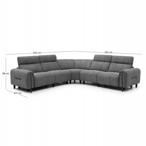 ΓΩΝΙΑΚΟΣ ΚΑΝΑΠΕΣ ΜΕ RECLINE ORACLE HM3290.01 ΓΚΡΙ ΥΦΑΣΜΑ 293x293x98Υεκ. Σαλόνι