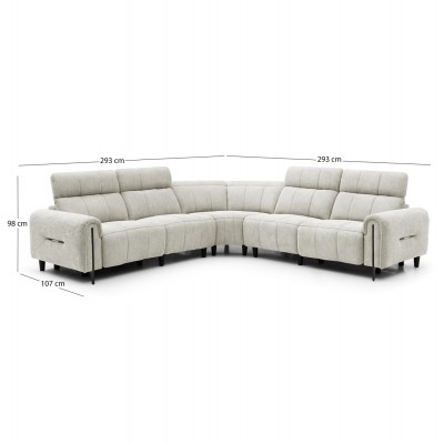 ΓΩΝΙΑΚΟΣ ΚΑΝΑΠΕΣ ΜΕ RECLINE ORACLE HM3290.02 ΜΠΕΖ ΥΦΑΣΜΑ 260x260x90(κάθισμα)x94Υεκ.