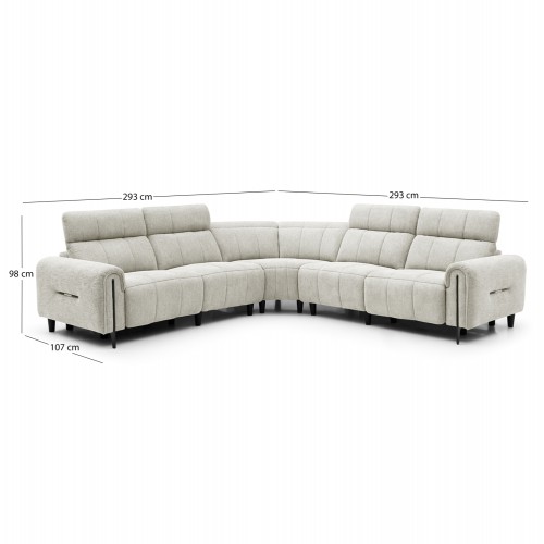 ΓΩΝΙΑΚΟΣ ΚΑΝΑΠΕΣ ΜΕ RECLINE ORACLE HM3290.02 ΜΠΕΖ ΥΦΑΣΜΑ 293x293x98Υεκ. Σαλόνι