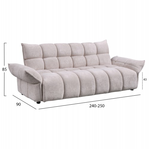 ΚΑΝΑΠΕΣ ΚΡΕΒΑΤΙ MELU HM3314.02 ΜΠΕΖ ΥΦΑΣΜΑ--ΚΑΘΙΣΜΑ POCKET SPRINGS 240-250x90x85Υεκ. Σαλόνι