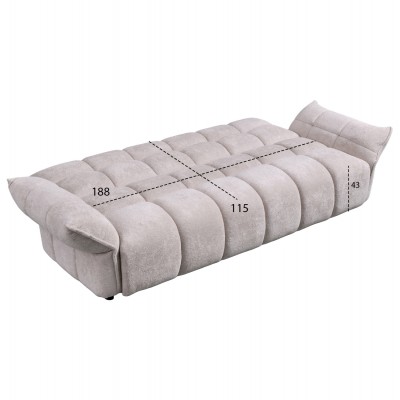 ΚΑΝΑΠΕΣ ΚΡΕΒΑΤΙ MELU HM3314.02 ΜΠΕΖ ΥΦΑΣΜΑ--ΚΑΘΙΣΜΑ POCKET SPRINGS 240-250x90x85Υεκ. Σαλόνι