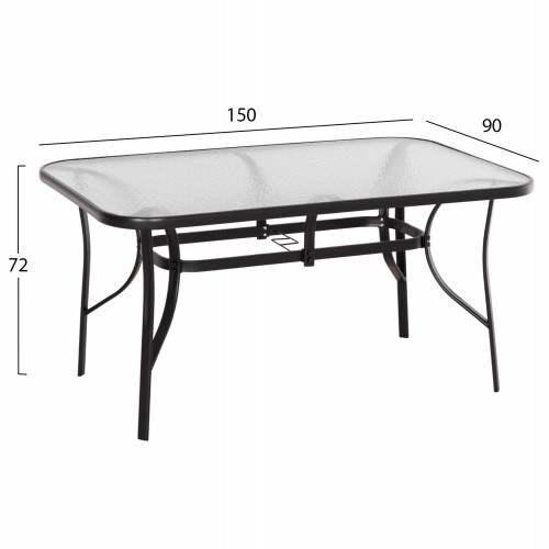 ΣΕΤ ΤΡΑΠΕΖΑΡΙΑΣ 5ΤΜΧ BRUNO HM10729.03 ΚΑΡΕΚΛΕΣ ΜΕΤΑΛΛΙΚΕΣ & ΤΡΑΠΕΖΙ 150x90εκ ΜΑΥΡΟ Εξωτερικού Χώρου