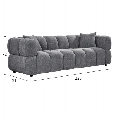 ΚΑΝΑΠΕΣ 3-ΘΕΣΙΟΣ NORIKA HM3331.01 ΓΚΡΙ ΥΦΑΣΜΑ 220x88x85Υεκ. ΚΑΝΑΠΕΣ 3-ΘΕΣΙΟΣ NORIKA HM3331.01 ΓΚΡΙ ΥΦΑΣΜΑ 220x88x85Υεκ.