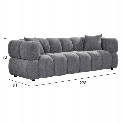 ΚΑΝΑΠΕΣ 3-ΘΕΣΙΟΣ NORIKA HM3331.01 ΓΚΡΙ ΥΦΑΣΜΑ 228x91x72Υεκ. Σαλόνι