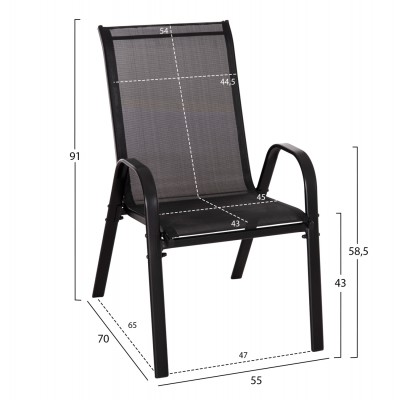 ΣΕΤ ΤΡΑΠΕΖΑΡΙΑΣ 5ΤΜΧ ADAM HM10896.03 ΤΡΑΠΕΖΙ 120x70εκ & 4 ΠΟΛΥΘΡΟΝΕΣ--ΜΑΥΡΟ Εξωτερικού Χώρου