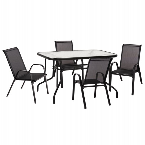 ΣΕΤ ΤΡΑΠΕΖΑΡΙΑΣ 5ΤΜΧ ADAM HM10896.03 ΤΡΑΠΕΖΙ 120x70εκ & 4 ΠΟΛΥΘΡΟΝΕΣ--ΜΑΥΡΟ Εξωτερικού Χώρου