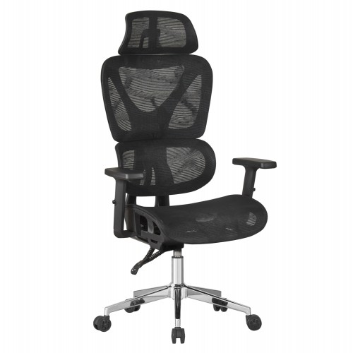 ΚΑΡΕΚΛΑ ΓΡΑΦΕΙΟΥ NOVAR HM1217.01 ΜΑΥΡO MESH--ΒΑΣΗ ΧΡΩΜΙΟΥ 51x49x129Υεκ Έπιπλα Γραφείου