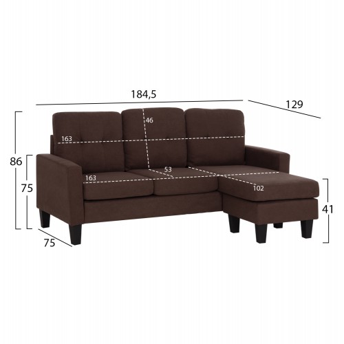 ΚΑΝΑΠΕΣ ΓΩΝΙΑ ΑΝΑΣΤΡΕΨΙΜΗ MEGGY HM3297.12 ΚΑΦΕ ΥΦΑΣΜΑ 184.5x129x86Yεκ. Σαλόνι