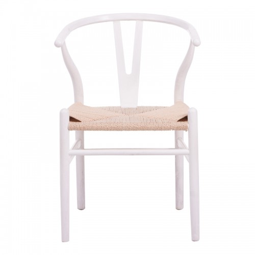 Καρέκλα Wishbone pakoworld rubberwood-σχοινί σε λευκή απόχρωση 60x51x80εκ Σαλόνι Καρέκλα Wishbone pakoworld rubberwood-σχοινί σε λευκή απόχρωση 60x51x80εκ Σαλόνι