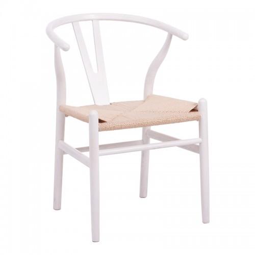 Καρέκλα Wishbone pakoworld rubberwood-σχοινί σε λευκή απόχρωση 60x51x80εκ Σαλόνι Καρέκλα Wishbone pakoworld rubberwood-σχοινί σε λευκή απόχρωση 60x51x80εκ Σαλόνι