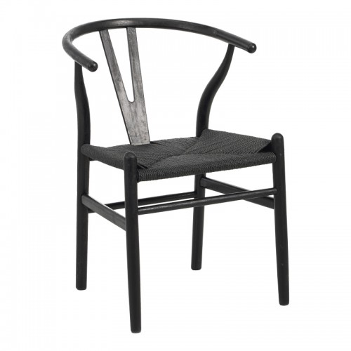Καρέκλα Wishbone pakoworld rubberwood-σχοινί σε μαύρη απόχρωση 60x51x80εκ Σαλόνι Καρέκλα Wishbone pakoworld rubberwood-σχοινί σε μαύρη απόχρωση 60x51x80εκ Σαλόνι