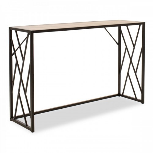 Κονσόλα Ivy pakoworld χρώμα καρυδί-μαύρο 120x35x75εκ Υπνοδωμάτιο