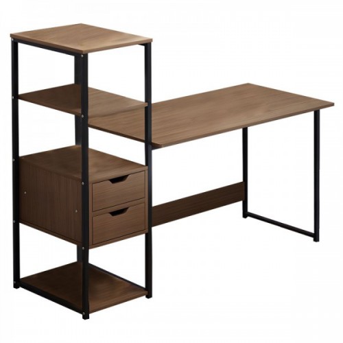 Γραφείο Mood pakoworld με ραφιέρα-MDF καρυδί-μαύρο 107x40x110εκ Έπιπλα Γραφείου
