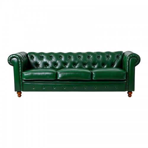 Kαναπές τριθέσιος τ. Chesterfield pakoworld pu κυπαρισσί 203x84x67εκ Σαλόνι