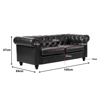 Kαναπές διθέσιος τ. Chesterfield pakoworld pu κυπαρισσί 160x84x67εκ Σαλόνι