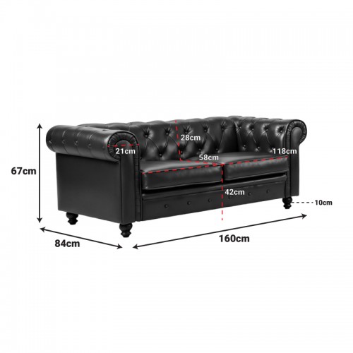 Kαναπές διθέσιος τ. Chesterfield pakoworld pu κυπαρισσί 160x84x67εκ Σαλόνι