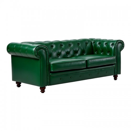 Kαναπές διθέσιος τ. Chesterfield pakoworld pu κυπαρισσί 160x84x67εκ Σαλόνι