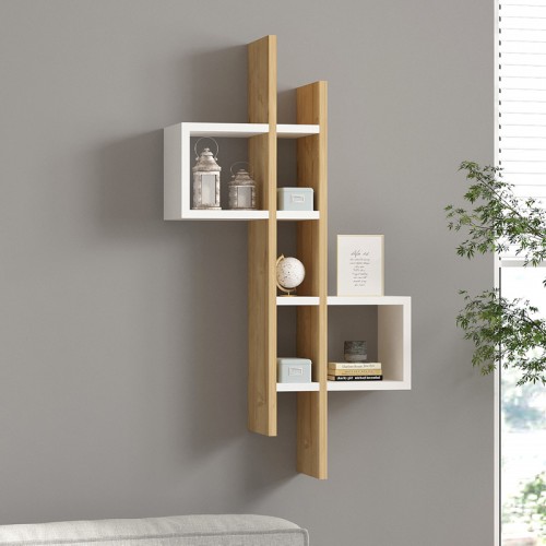 Ραφιέρα τοίχου Garel pakoworld σε oak-λευκή απόχρωση 53,8x19,6x108εκ Σαλόνι Ραφιέρα τοίχου Garel pakoworld σε oak-λευκή απόχρωση 53,8x19,6x108εκ Σαλόνι