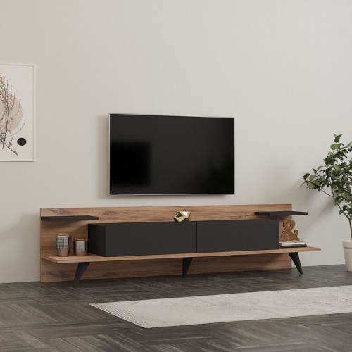 Έπιπλο τηλεόρασης Astry pakoworld καρυδί με ανθρακί 180x36,8x45εκ Σαλόνι Έπιπλο τηλεόρασης Astry pakoworld καρυδί με ανθρακί 180x36,8x45εκ Σαλόνι