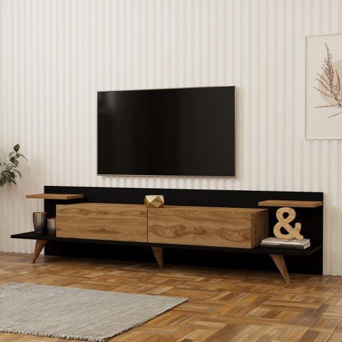 Έπιπλο τηλεόρασης Astry pakoworld oak με ανθρακί 180x36,8x45εκ Σαλόνι Έπιπλο τηλεόρασης Astry pakoworld oak με ανθρακί 180x36,8x45εκ Σαλόνι