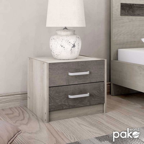 Κομοδίνο OLYMPUS pakoworld με 2 συρτάρια χρώμα castillo-toro 47,5x40,5x40,5εκ Υπνοδωμάτιο