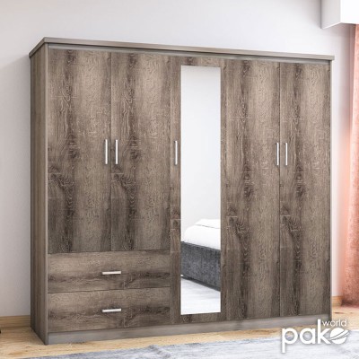 Ντουλάπα ρούχων πεντάφυλλη OLYMPUS pakoworld χρώμα castillo-toro 198x57x183εκ Υπνοδωμάτιο Ντουλάπα ρούχων πεντάφυλλη OLYMPUS pakoworld χρώμα castillo-toro 198x57x183εκ Υπνοδωμάτιο
